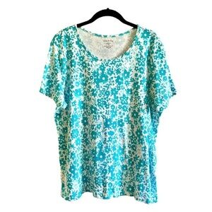 WHITE STAG, NWOT, WOMENS, SUMMERY, GREEN ON WHITE, FLORAL TOP. SIZE XXL
